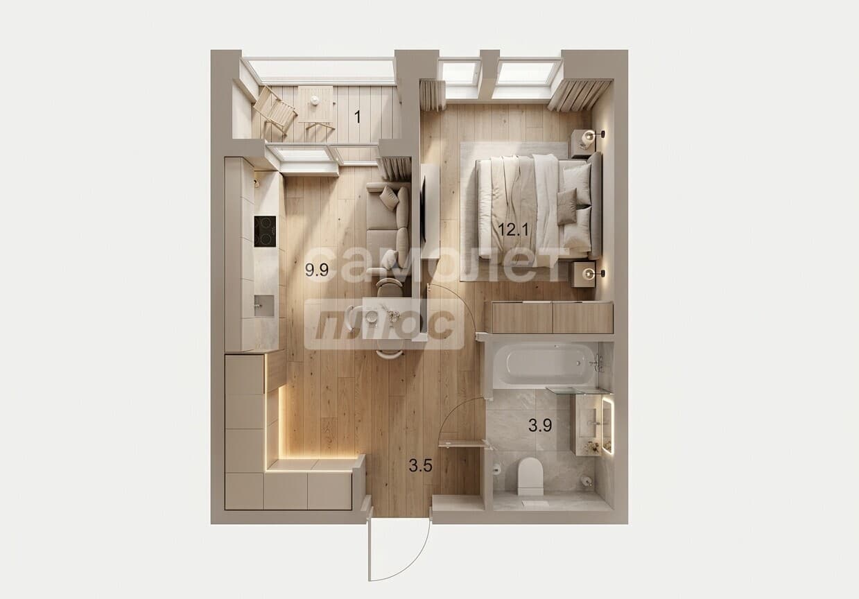 1-комн. квартира, 33 м² — Григорьева ул., 12, к 1, к. 1